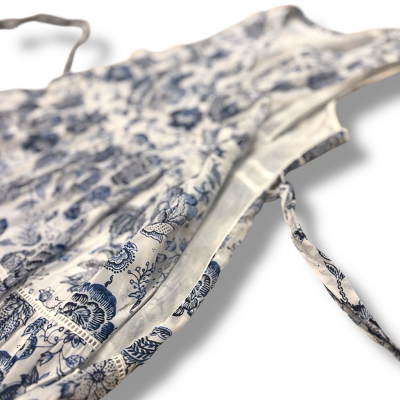 NWOT Lucky Brand Blue White Floral Paisley Faux Wrap Mini Sundress - Size 12 - Picture 5 of 13
